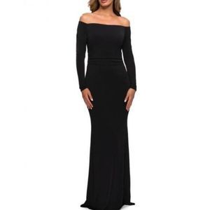 NWT LA FEMME - 28054 OFF SHOULDER LONG SLEEVES DRESS - size 12